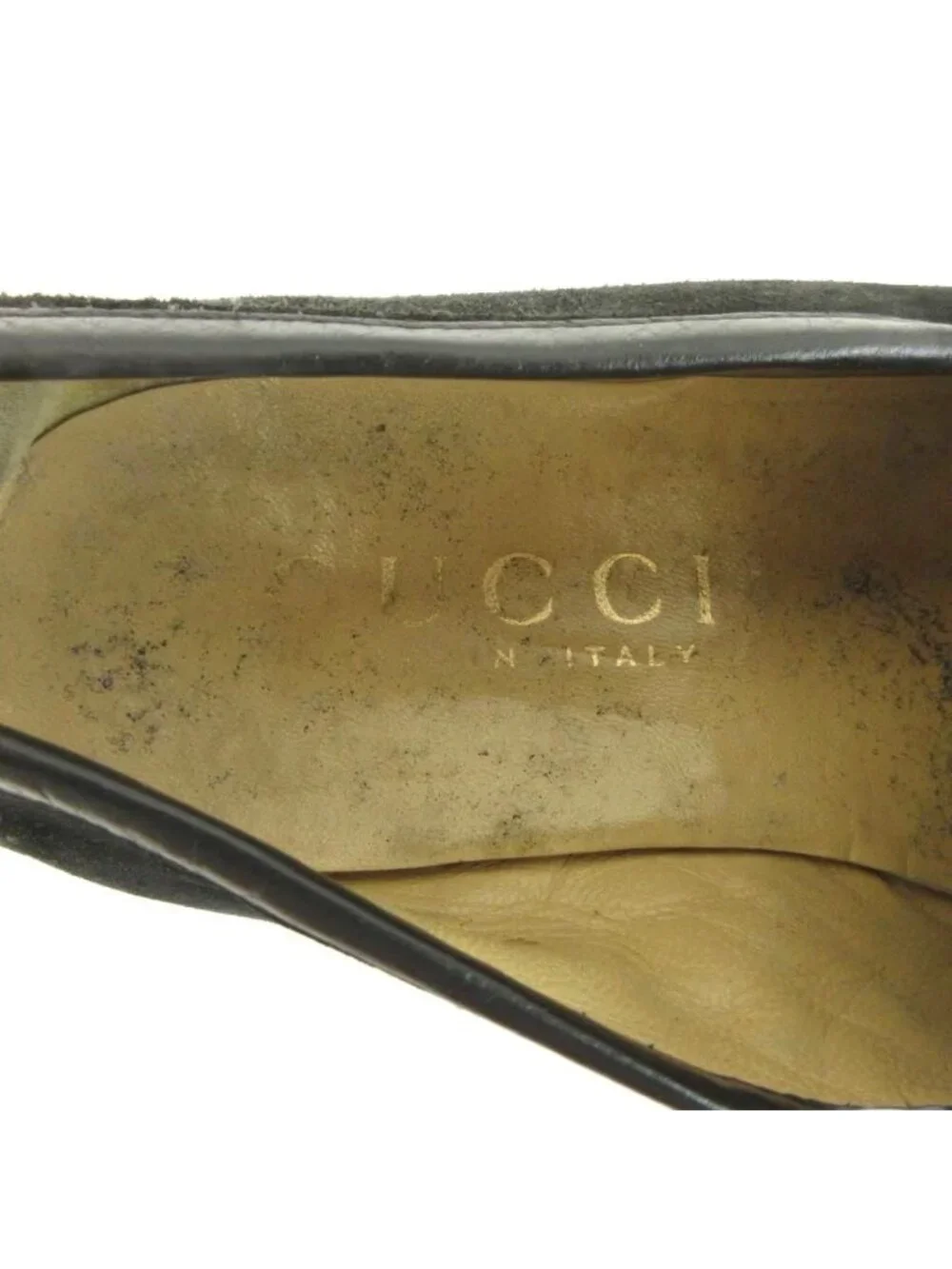 Gucci Loafers Moccasins Suede Horsebit Gold Black